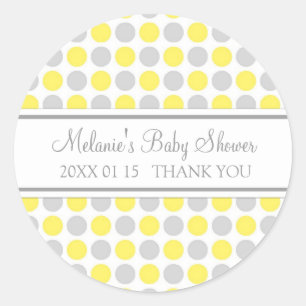 Geel Grijs Stippen Baby shower Favor Stickers