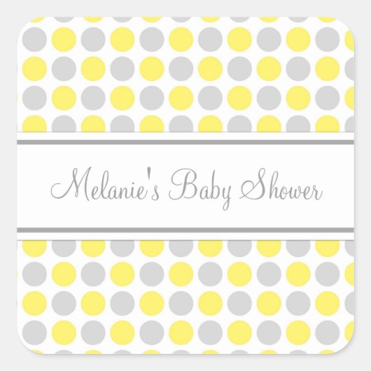 Geel Grijs Stippen Baby shower Favor Stickers (Voorkant)