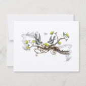 Geel & Grijs  Tortelduifjes Bruiloft RSVP Kaartje (Voorkant)