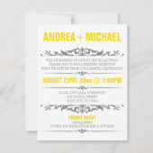 Geel & Grijs Trouwreceptie Alleen Uitnodigingen (Voorkant)