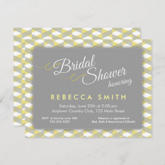 Geel & Grijs visgraatgrens Vrijgezellenfeest Kaart (Voorkant / Achterkant)