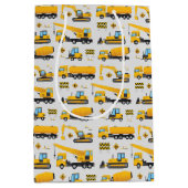 Geel grijs vuilniswagen medium cadeauzakje (Voorkant)