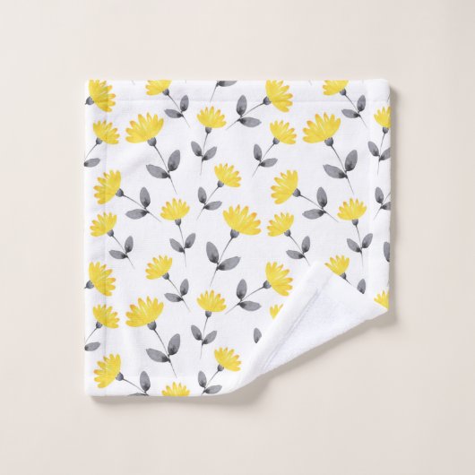 Geel grijs Waterverf ventilatorpatroon Bad Handdoek (Wasdoekje)
