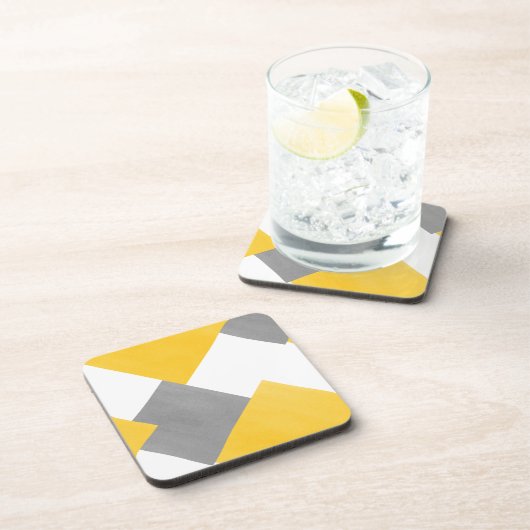 Geel grijs Wit Abstract Geometrisch Bier Onderzetter (Rechterzijde)