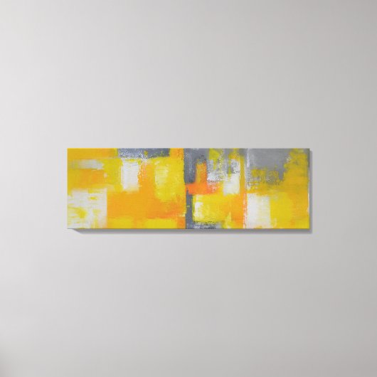 geel grijs wit abstract kunst schilderij canvas afdruk (Voorkant)