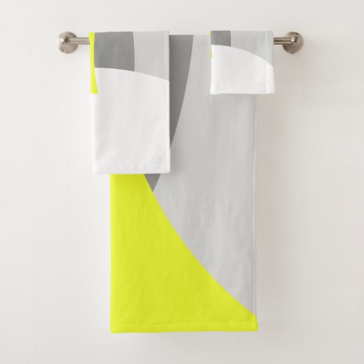Geel grijs wit Abstract kunstbijdoeken Bad Handdoek (Insitu)