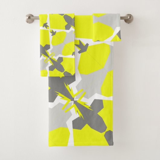 Geel grijs wit Abstract kunstbijdoeken Bad Handdoek (Insitu)