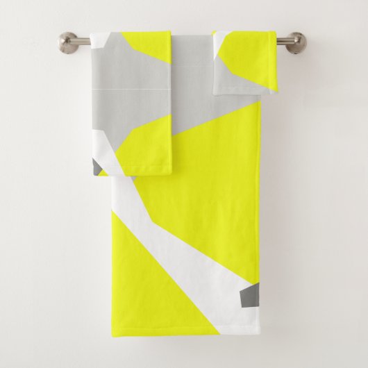 Geel grijs wit Abstract kunstbijdoeken Bad Handdoek (Insitu)