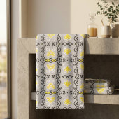 Geel grijs wit Arabesque geometrisch patroon Bad Handdoek