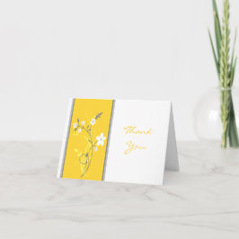 Geel, grijs, wit bloemenkaart bedankkaart