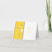 Geel, grijs, wit bloemkaart met dankbetuiging bedankkaart (Voorkant)