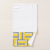 Geel Grijs Wit Blok Strepen Modern Patroon Bad Handdoek (Handdoek)