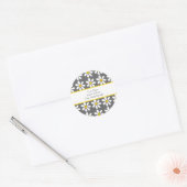 Geel grijs wit Daisy Pattern Ronde Sticker (Envelop)