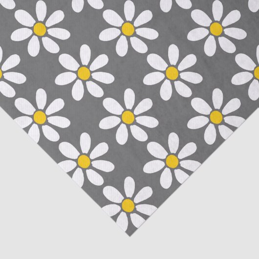 Geel grijs wit Daisy Pattern Tissuepapier (Detail)