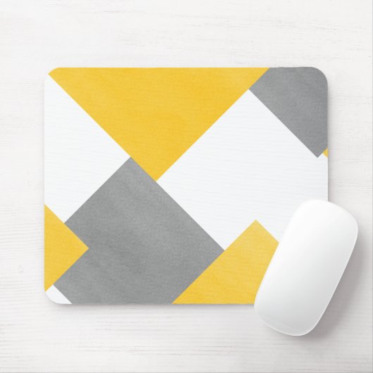 Geel grijs wit geometrisch muismat (Met muis)