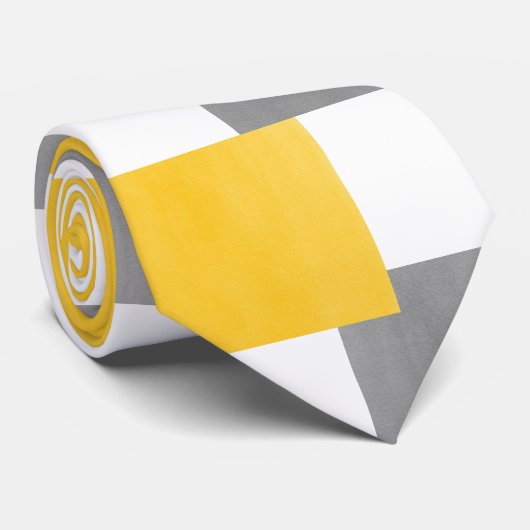 Geel grijs wit geometrisch patroon stropdas (Opgerold)