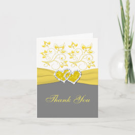 Geel, Grijs, Wit Gezamenlijke Hartjes Bedankkaart