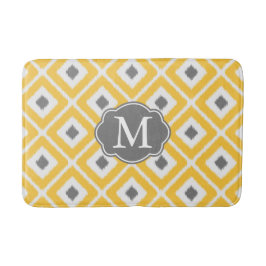 Geel, grijs, wit Ikat Diamond Patroon Badmat