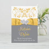 Geel, Grijs, Wit Liefdesharten Uitnodiging voor br (Staand voorkant)