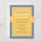 Geel, Grijs, Wit Liefdesharten Uitnodiging voor br (Achterkant)