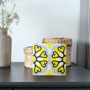 Geel grijs wit mozaïekoraal geometrisch patroon tegeltje