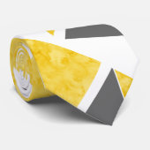 Geel Grijs Wit Patroon van het kleurenblok Stropdas (Opgerold)