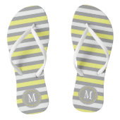 Geel Grijs Wit Streep Monogram Teenslippers (Voetbed)