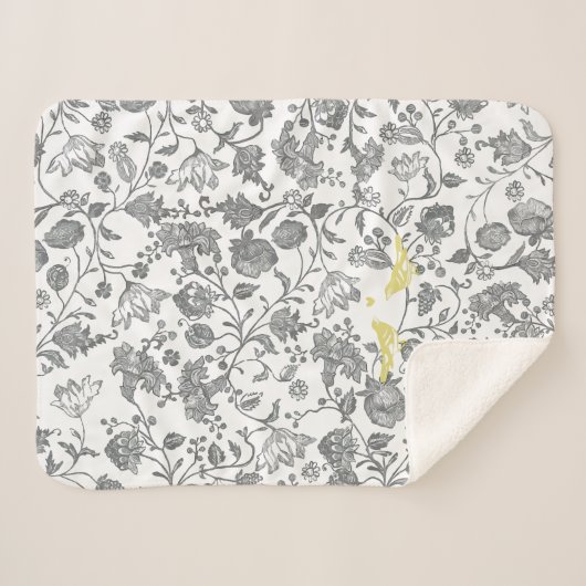 Geel grijs wit vogelflessenpark sherpa deken (Voorkant (horizontaal))