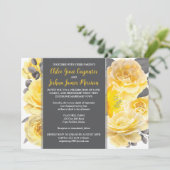 Geel, Grijs, Wit Waterverf Bloemen Bruiloft Kaart (Staand voorkant)