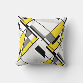 Geel Grijs Wit Zwart Abstract hoekig ontwerp Kussen