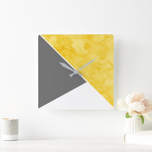 Geel grijs-witte maag vierkante klok (Huis)