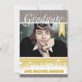 Geel Grijs Zig Zag Hoger Afbeelding Klasse Aankondiging (Voorkant)