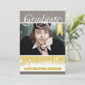 Geel Grijs Zig Zag Hoger Afbeelding Klasse Aankondiging (Staand voorkant)