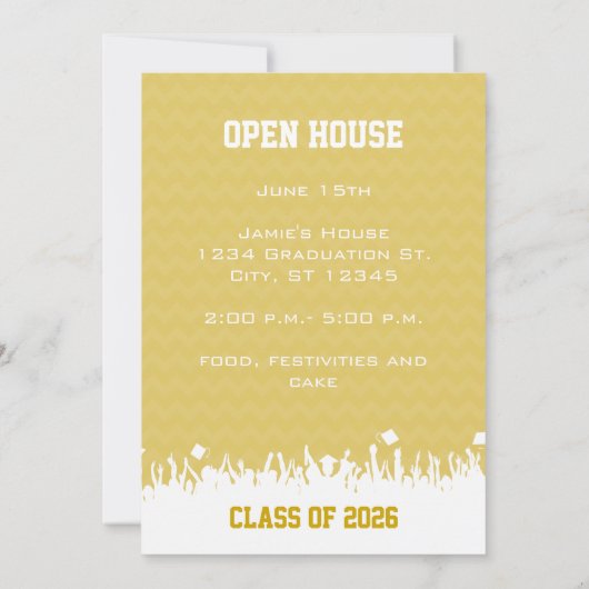 Geel Grijs Zig Zag Hoger Afbeelding Klasse Aankondiging (Achterkant)