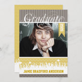 Geel Grijs Zig Zag Hoger Afbeelding Klasse Aankondiging (Voorkant / Achterkant)