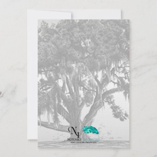 Geel Grijs Zilver Mossy Eiken Bruiloft Kaart (Achterkant)