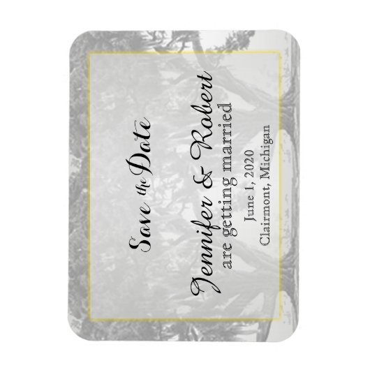 Geel grijs zilver Oak Mossy Wedding Save the Date Magneet (Verticaal)