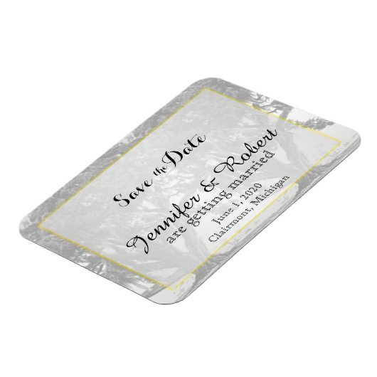 Geel grijs zilver Oak Mossy Wedding Save the Date Magneet (Linkerzijde)