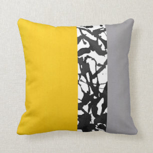 Geel grijs zwart en wit Abstract modern Kussen