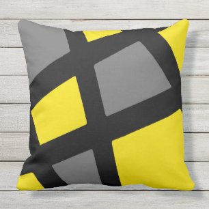 Geel grijs zwart Geometric Buitenkussen
