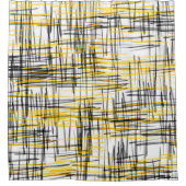 'Geel grijs zwart krabbels' Douchegordijn (Voorkant)