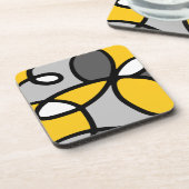 Geel grijs Zwart wit Abstract Bier Onderzetter (Linkerzijde)