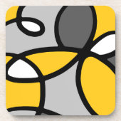 Geel grijs Zwart wit Abstract Bier Onderzetter (Voorkant)