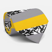 Geel Grijs Zwart-Wit Abstract Modern Stropdas (Opgerold)