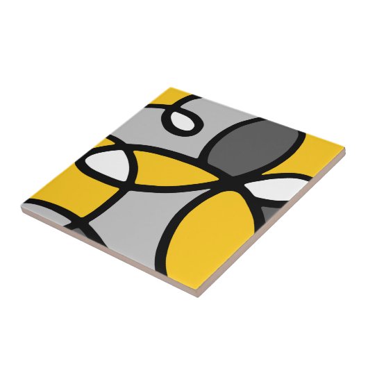 Geel grijs Zwart wit Abstract Tegeltje (Zijkant)