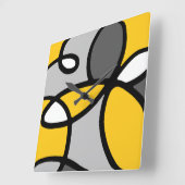 Geel grijs Zwart wit Abstract Vierkante Klok (Hoek)