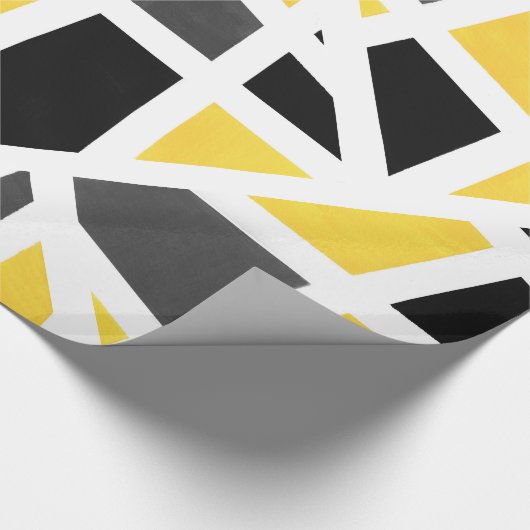 Geel Grijs Zwart Wit Geometrisch Abstract Cadeaupapier (Hoek)