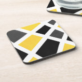 Geel grijs Zwart wit Geometrisch Bier Onderzetter (Linkerzijde)