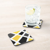Geel grijs Zwart wit Geometrisch Bier Onderzetter (Rechterzijde)