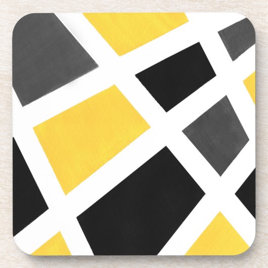 Geel grijs Zwart wit Geometrisch Bier Onderzetter (Voorkant)